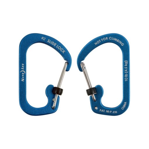 CSLA2-03-R6 SlideLock® reteszelhető alumínium karabiner #2 - Kék. Teherbírás: 4,5 kg.