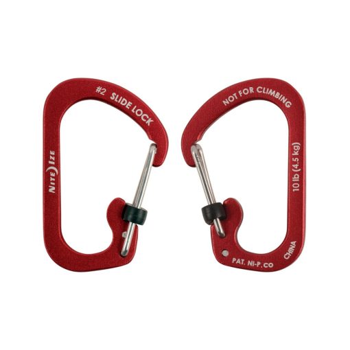 CSLA2-10-R6 SlideLock® reteszelhető alumínium karabiner #2 - Piros. Teherbírás: 4,5 kg.