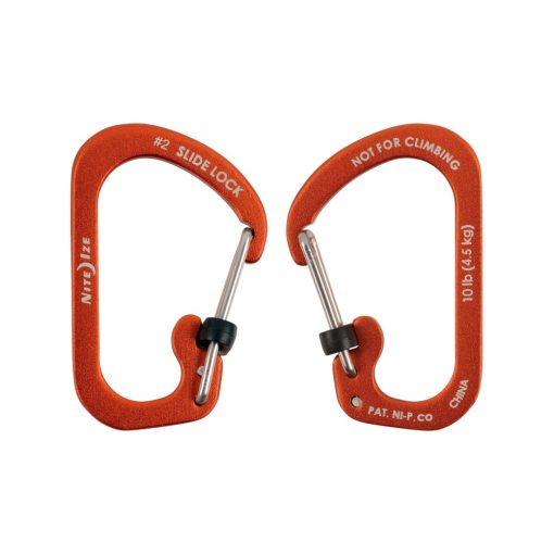 CSLA2-19-R6 SlideLock® reteszelhető alumínium karabiner #2 - Narancsszín. Teherbírás: 4,5 kg.