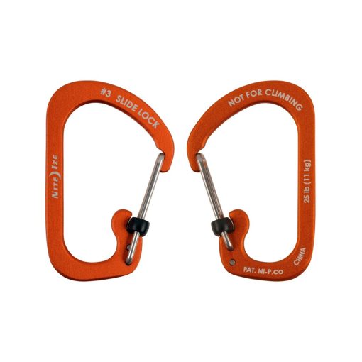CSLA3-19-R6 SlideLock® reteszelhető alumínium karabiner #3 - Narancsszín. Teherbírás: 11 kg.