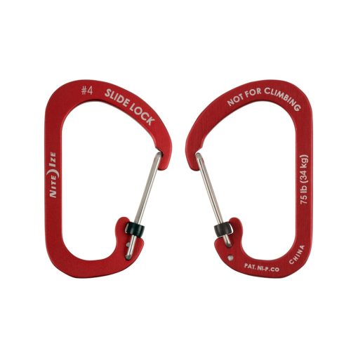 CSLA4-10-R6 SlideLock® reteszelhető alumínium karabiner #4 - Piros. Teherbírás: 34 kg.