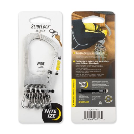 KCK-11-R3 SlideLock® reteszelhető KeyRack™ acél kulcstartó 5 db Microlock acél karabinerrel