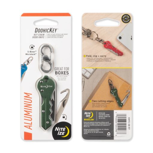 KMTC-08-R7 DoohicKey kulcstartós vágóhorog-zsebkés, olívzöld