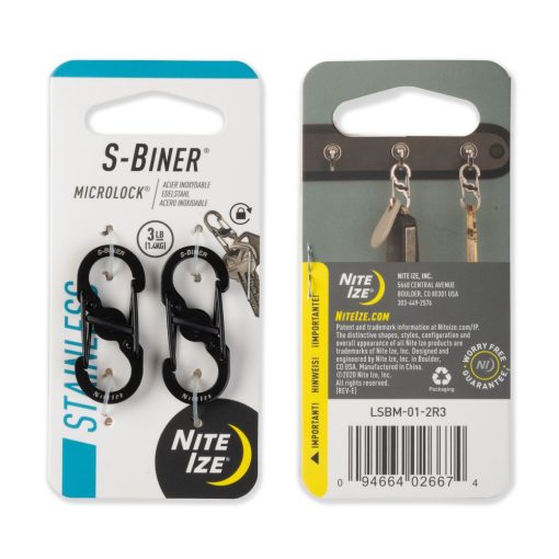 LSBM-01-2R3 Microlock S karabiner (fekete), 2 db 