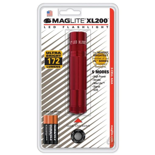 XL200-S3036 Maglite LED 3xAAA, piros (bl)